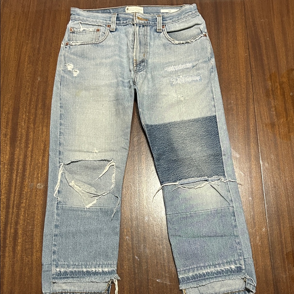 Nili Lotan Light Blue Distressed Cropped Jeans